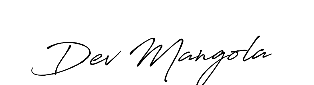 The best way (Antro_Vectra_Bolder) to make a short signature is to pick only two or three words in your name. The name Dev Mangola include a total of six letters. For converting this name. Dev Mangola signature style 7 images and pictures png