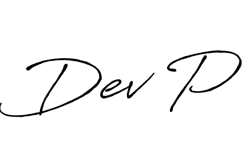 How to make Dev P signature? Antro_Vectra_Bolder is a professional autograph style. Create handwritten signature for Dev P name. Dev P signature style 7 images and pictures png