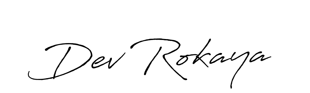 How to make Dev Rokaya name signature. Use Antro_Vectra_Bolder style for creating short signs online. This is the latest handwritten sign. Dev Rokaya signature style 7 images and pictures png