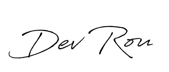 The best way (Antro_Vectra_Bolder) to make a short signature is to pick only two or three words in your name. The name Dev Rou include a total of six letters. For converting this name. Dev Rou signature style 7 images and pictures png