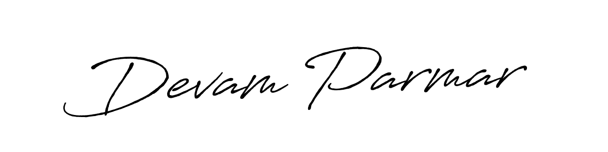 Create a beautiful signature design for name Devam Parmar. With this signature (Antro_Vectra_Bolder) fonts, you can make a handwritten signature for free. Devam Parmar signature style 7 images and pictures png