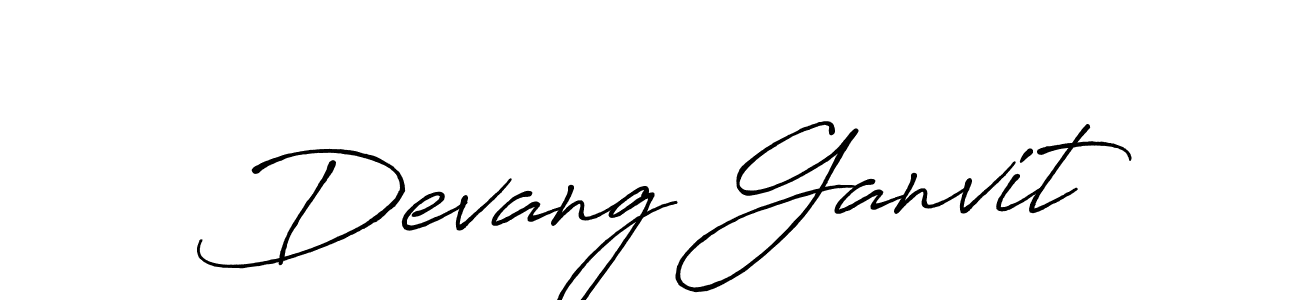How to make Devang Ganvit name signature. Use Antro_Vectra_Bolder style for creating short signs online. This is the latest handwritten sign. Devang Ganvit signature style 7 images and pictures png