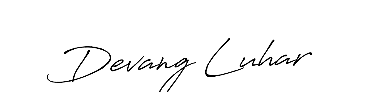 How to make Devang Luhar name signature. Use Antro_Vectra_Bolder style for creating short signs online. This is the latest handwritten sign. Devang Luhar signature style 7 images and pictures png