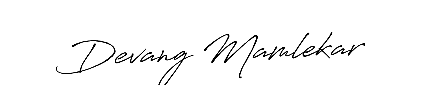 Create a beautiful signature design for name Devang Mamlekar. With this signature (Antro_Vectra_Bolder) fonts, you can make a handwritten signature for free. Devang Mamlekar signature style 7 images and pictures png