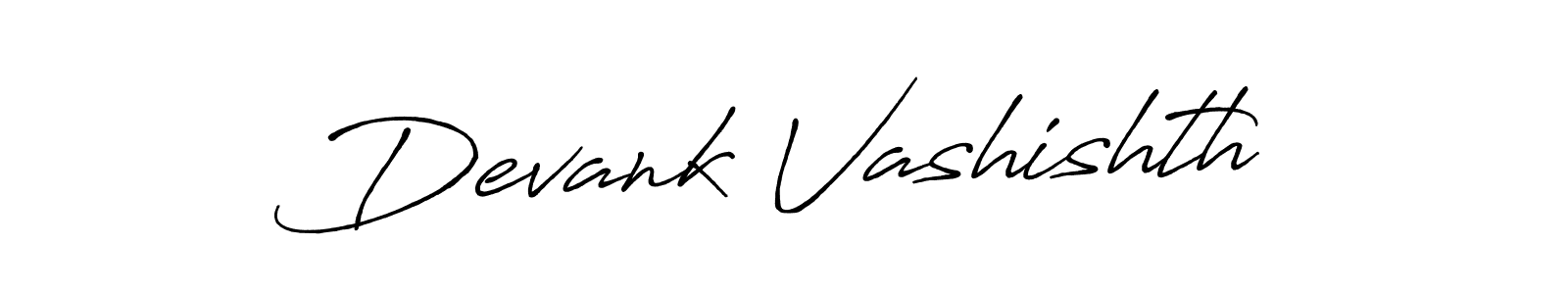 How to make Devank Vashishth name signature. Use Antro_Vectra_Bolder style for creating short signs online. This is the latest handwritten sign. Devank Vashishth signature style 7 images and pictures png