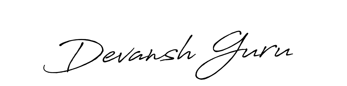 Create a beautiful signature design for name Devansh Guru. With this signature (Antro_Vectra_Bolder) fonts, you can make a handwritten signature for free. Devansh Guru signature style 7 images and pictures png