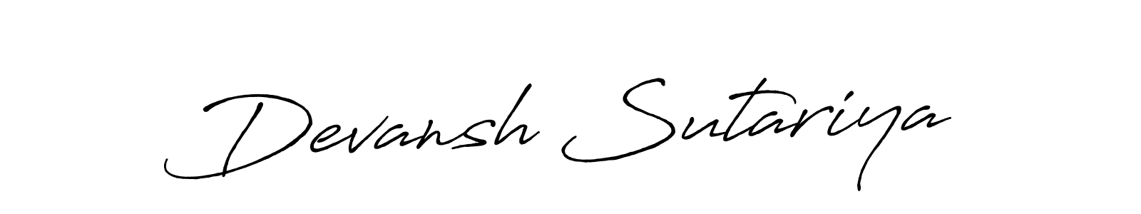 Make a beautiful signature design for name Devansh Sutariya. With this signature (Antro_Vectra_Bolder) style, you can create a handwritten signature for free. Devansh Sutariya signature style 7 images and pictures png