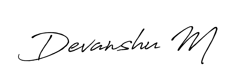 Devanshu M stylish signature style. Best Handwritten Sign (Antro_Vectra_Bolder) for my name. Handwritten Signature Collection Ideas for my name Devanshu M. Devanshu M signature style 7 images and pictures png