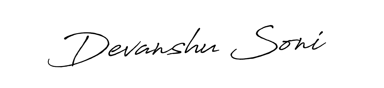 Use a signature maker to create a handwritten signature online. With this signature software, you can design (Antro_Vectra_Bolder) your own signature for name Devanshu Soni. Devanshu Soni signature style 7 images and pictures png