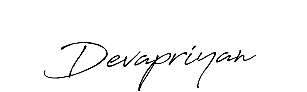 Use a signature maker to create a handwritten signature online. With this signature software, you can design (Antro_Vectra_Bolder) your own signature for name Devapriyan. Devapriyan signature style 7 images and pictures png