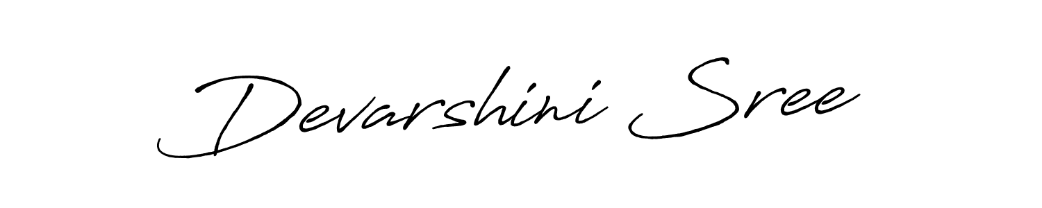 Create a beautiful signature design for name Devarshini Sree. With this signature (Antro_Vectra_Bolder) fonts, you can make a handwritten signature for free. Devarshini Sree signature style 7 images and pictures png