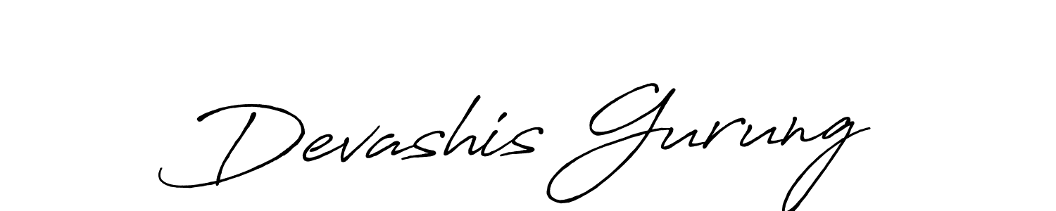 Create a beautiful signature design for name Devashis Gurung. With this signature (Antro_Vectra_Bolder) fonts, you can make a handwritten signature for free. Devashis Gurung signature style 7 images and pictures png