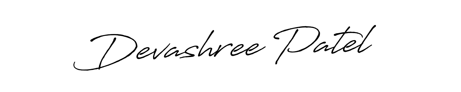 How to make Devashree Patel name signature. Use Antro_Vectra_Bolder style for creating short signs online. This is the latest handwritten sign. Devashree Patel signature style 7 images and pictures png