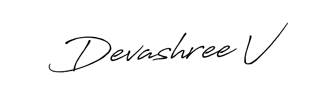 Make a beautiful signature design for name Devashree V. With this signature (Antro_Vectra_Bolder) style, you can create a handwritten signature for free. Devashree V signature style 7 images and pictures png