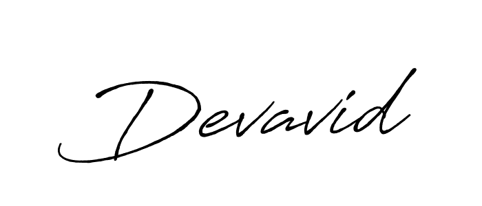 Use a signature maker to create a handwritten signature online. With this signature software, you can design (Antro_Vectra_Bolder) your own signature for name Devavid. Devavid signature style 7 images and pictures png