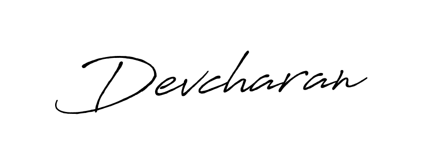 Use a signature maker to create a handwritten signature online. With this signature software, you can design (Antro_Vectra_Bolder) your own signature for name Devcharan. Devcharan signature style 7 images and pictures png