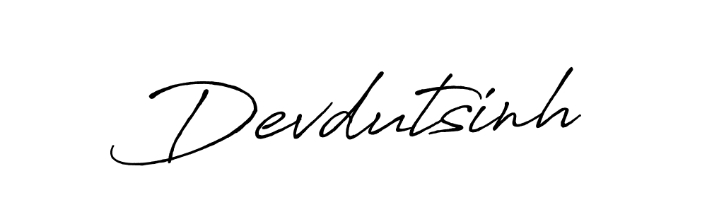 Create a beautiful signature design for name Devdutsinh. With this signature (Antro_Vectra_Bolder) fonts, you can make a handwritten signature for free. Devdutsinh signature style 7 images and pictures png