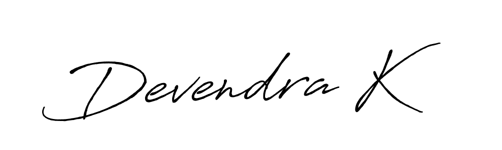 How to make Devendra K signature? Antro_Vectra_Bolder is a professional autograph style. Create handwritten signature for Devendra K name. Devendra K signature style 7 images and pictures png