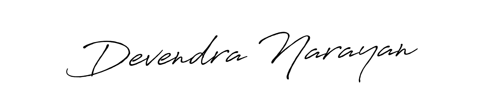 Make a beautiful signature design for name Devendra Narayan. With this signature (Antro_Vectra_Bolder) style, you can create a handwritten signature for free. Devendra Narayan signature style 7 images and pictures png
