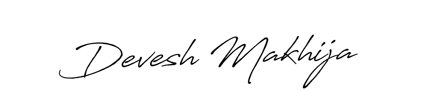 How to make Devesh Makhija name signature. Use Antro_Vectra_Bolder style for creating short signs online. This is the latest handwritten sign. Devesh Makhija signature style 7 images and pictures png