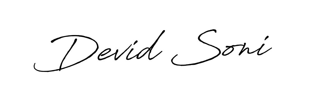 The best way (Antro_Vectra_Bolder) to make a short signature is to pick only two or three words in your name. The name Devid Soni include a total of six letters. For converting this name. Devid Soni signature style 7 images and pictures png
