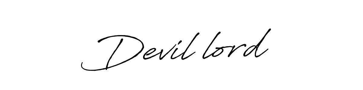 Make a beautiful signature design for name Devil lord. With this signature (Antro_Vectra_Bolder) style, you can create a handwritten signature for free. Devil lord signature style 7 images and pictures png