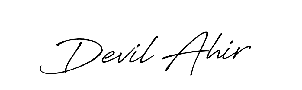 Similarly Antro_Vectra_Bolder is the best handwritten signature design. Signature creator online .You can use it as an online autograph creator for name Devil Ahir. Devil Ahir signature style 7 images and pictures png