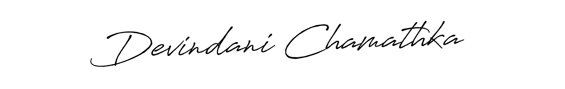 How to make Devindani Chamathka name signature. Use Antro_Vectra_Bolder style for creating short signs online. This is the latest handwritten sign. Devindani Chamathka signature style 7 images and pictures png