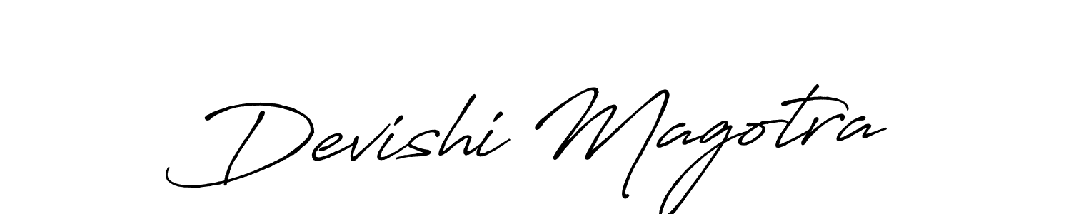 Use a signature maker to create a handwritten signature online. With this signature software, you can design (Antro_Vectra_Bolder) your own signature for name Devishi Magotra. Devishi Magotra signature style 7 images and pictures png