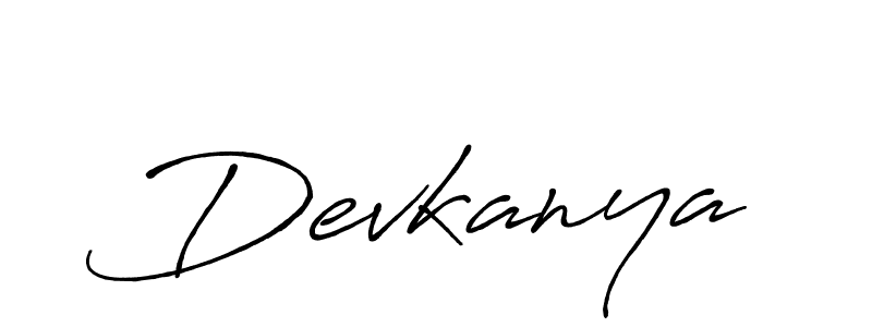 Use a signature maker to create a handwritten signature online. With this signature software, you can design (Antro_Vectra_Bolder) your own signature for name Devkanya. Devkanya signature style 7 images and pictures png