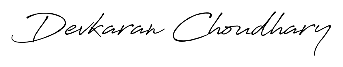 Looking for an artistic signature for Devkaran Choudhary? The Antro_Vectra_Bolder calligraphy style gives a sophisticated flow suitable for business cards and emails. Devkaran Choudhary signature style 7 images and pictures png