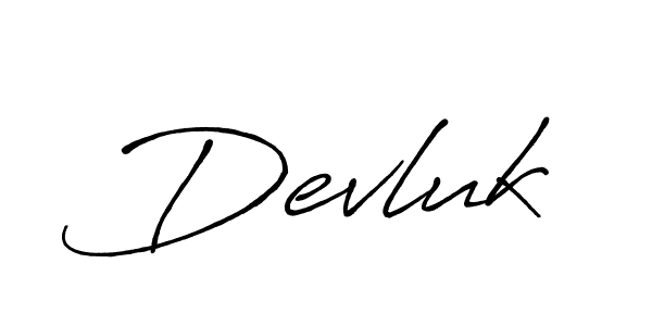 Make a beautiful signature design for name Devluk. With this signature (Antro_Vectra_Bolder) style, you can create a handwritten signature for free. Devluk signature style 7 images and pictures png