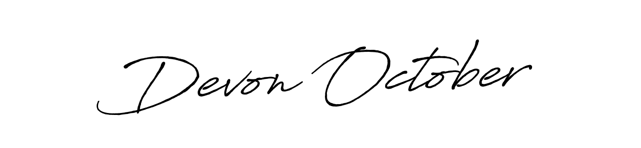 Also we have Devon October name is the best signature style. Create professional handwritten signature collection using Antro_Vectra_Bolder autograph style. Devon October signature style 7 images and pictures png