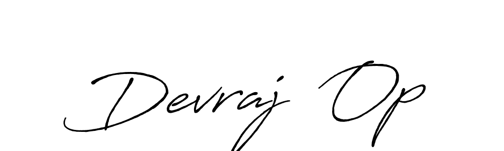 Use a signature maker to create a handwritten signature online. With this signature software, you can design (Antro_Vectra_Bolder) your own signature for name Devraj  Op. Devraj  Op signature style 7 images and pictures png
