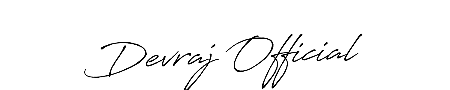Design your own signature with our free online signature maker. With this signature software, you can create a handwritten (Antro_Vectra_Bolder) signature for name Devraj Official. Devraj Official signature style 7 images and pictures png