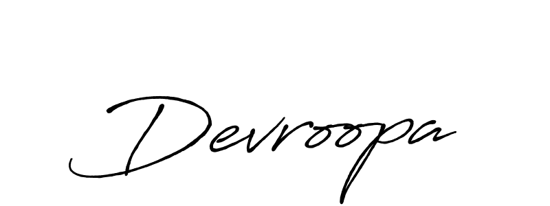 Use a signature maker to create a handwritten signature online. With this signature software, you can design (Antro_Vectra_Bolder) your own signature for name Devroopa. Devroopa signature style 7 images and pictures png