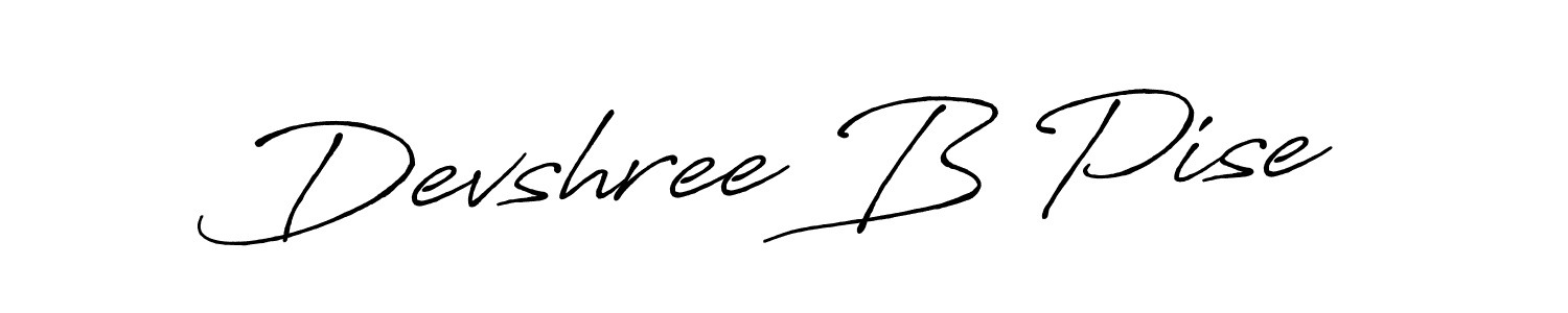Similarly Antro_Vectra_Bolder is the best handwritten signature design. Signature creator online .You can use it as an online autograph creator for name Devshree B Pise. Devshree B Pise signature style 7 images and pictures png