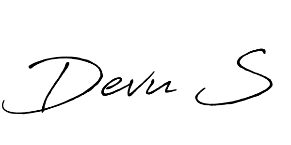 Make a beautiful signature design for name Devu S. With this signature (Antro_Vectra_Bolder) style, you can create a handwritten signature for free. Devu S signature style 7 images and pictures png