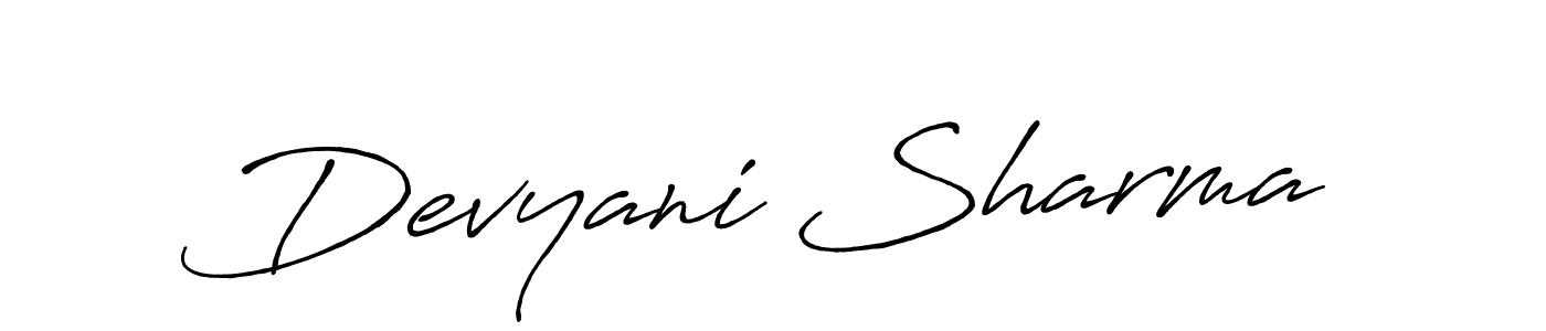 Create a beautiful signature design for name Devyani Sharma. With this signature (Antro_Vectra_Bolder) fonts, you can make a handwritten signature for free. Devyani Sharma signature style 7 images and pictures png