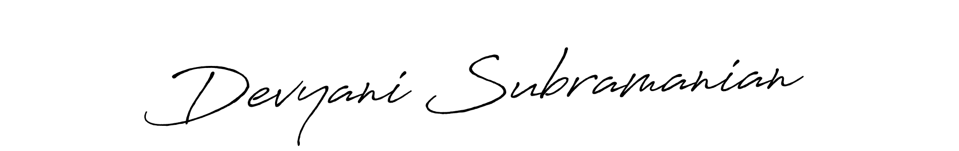 Make a beautiful signature design for name Devyani Subramanian. With this signature (Antro_Vectra_Bolder) style, you can create a handwritten signature for free. Devyani Subramanian signature style 7 images and pictures png