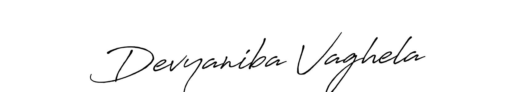 Use a signature maker to create a handwritten signature online. With this signature software, you can design (Antro_Vectra_Bolder) your own signature for name Devyaniba Vaghela. Devyaniba Vaghela signature style 7 images and pictures png