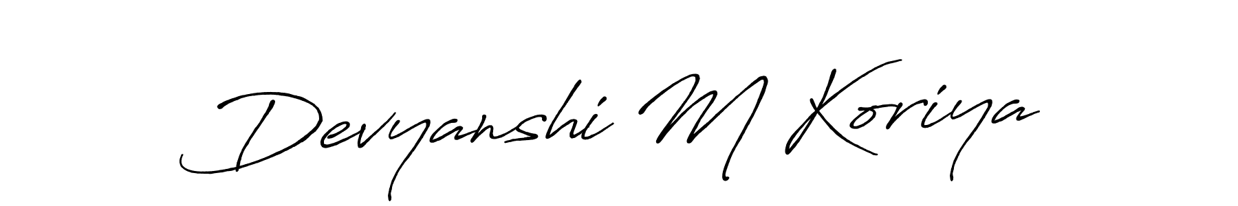 This is the best signature style for the Devyanshi M Koriya name. Also you like these signature font (Antro_Vectra_Bolder). Mix name signature. Devyanshi M Koriya signature style 7 images and pictures png