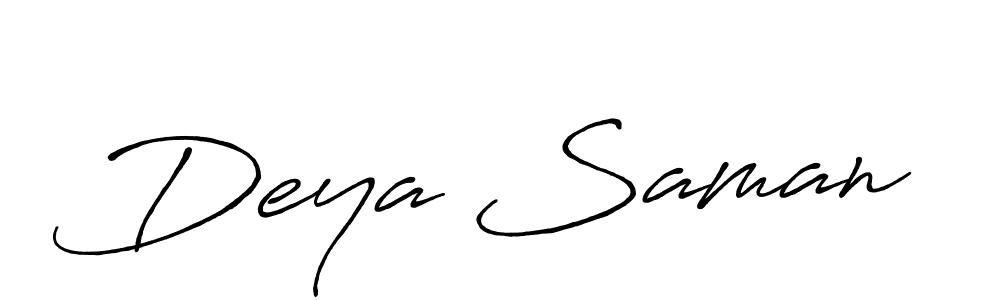 Make a beautiful signature design for name Deya Saman. With this signature (Antro_Vectra_Bolder) style, you can create a handwritten signature for free. Deya Saman signature style 7 images and pictures png