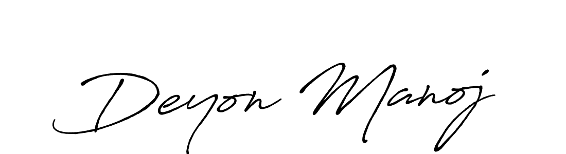 Make a beautiful signature design for name Deyon Manoj. With this signature (Antro_Vectra_Bolder) style, you can create a handwritten signature for free. Deyon Manoj signature style 7 images and pictures png