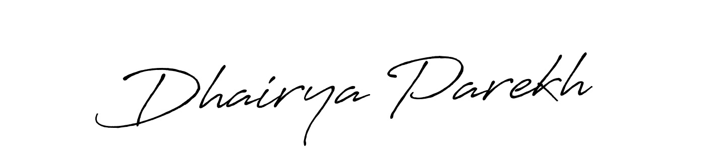 How to make Dhairya Parekh name signature. Use Antro_Vectra_Bolder style for creating short signs online. This is the latest handwritten sign. Dhairya Parekh signature style 7 images and pictures png