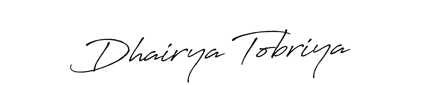 Create a beautiful signature design for name Dhairya Tobriya. With this signature (Antro_Vectra_Bolder) fonts, you can make a handwritten signature for free. Dhairya Tobriya signature style 7 images and pictures png