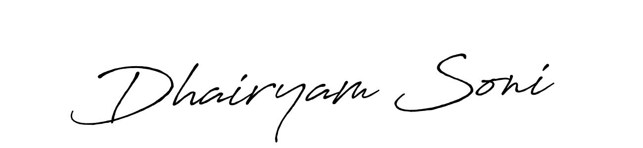 The best way (Antro_Vectra_Bolder) to make a short signature is to pick only two or three words in your name. The name Dhairyam Soni include a total of six letters. For converting this name. Dhairyam Soni signature style 7 images and pictures png