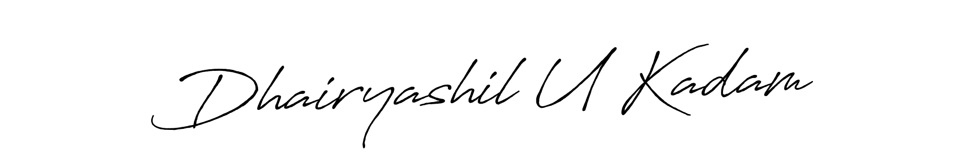 This is the best signature style for the Dhairyashil U Kadam name. Also you like these signature font (Antro_Vectra_Bolder). Mix name signature. Dhairyashil U Kadam signature style 7 images and pictures png