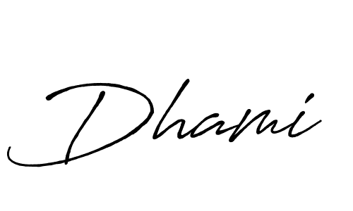 Use a signature maker to create a handwritten signature online. With this signature software, you can design (Antro_Vectra_Bolder) your own signature for name Dhami. Dhami signature style 7 images and pictures png