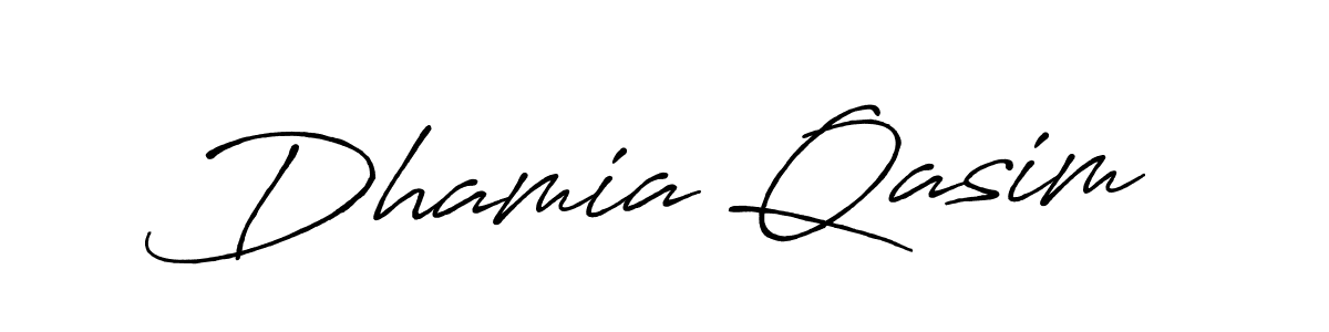 Make a beautiful signature design for name Dhamia Qasim. With this signature (Antro_Vectra_Bolder) style, you can create a handwritten signature for free. Dhamia Qasim signature style 7 images and pictures png